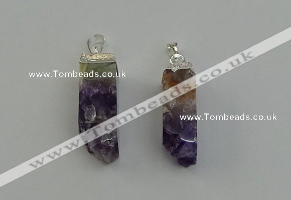 NGP6556 10*20mm - 11*30mm sticks druzy amethyst pendants