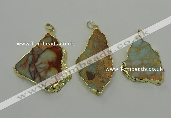 NGP6561 30*40mm - 45*55mm freeform serpentine jasper pendants