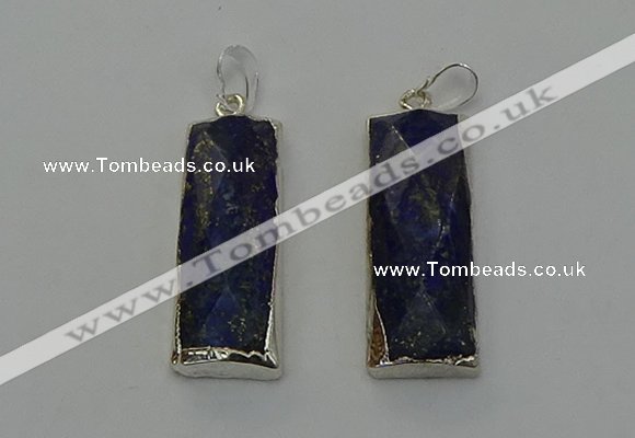 NGP6566 14*30mm - 15*38mm faceted rectangle lapis lazuli pendants