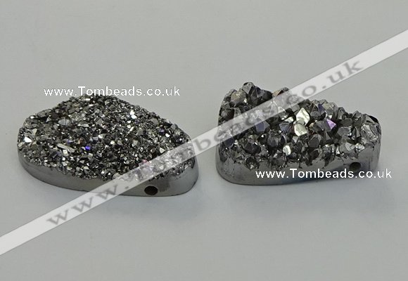 NGP6571 25*40mm - 26*42mm freeform plated druzy agate pendants