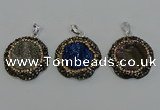 NGP6598 28mm - 30mm flower plated druzy agate gemstone pendants