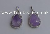 NGP6608 22*30mm faceted teardrop light amethyst gemstone pendants