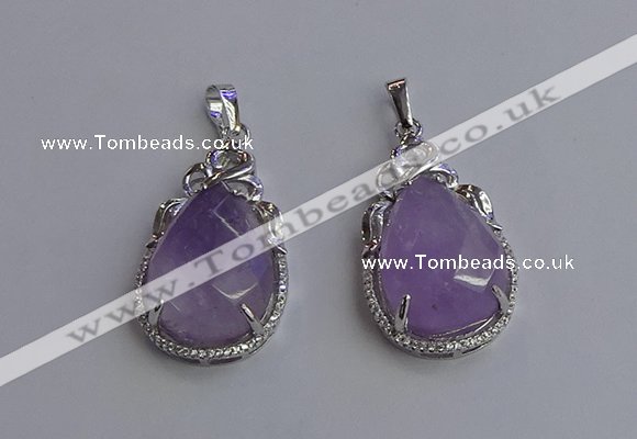 NGP6608 22*30mm faceted teardrop light amethyst gemstone pendants