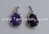 NGP6609 22*30mm faceted teardrop amethyst gemstone pendants