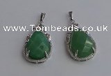 NGP6616 22*30mm faceted teardrop green aventurine gemstone pendants