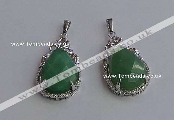 NGP6616 22*30mm faceted teardrop green aventurine gemstone pendants