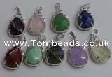 NGP6626 22*30mm faceted teardrop mixed gemstone pendants