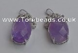 NGP6630 18*25mm faceted oval light amethyst gemstone pendants