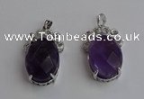 NGP6631 18*25mm faceted oval amethyst gemstone pendants