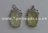 NGP6633 18*25mm faceted oval lemon quartz gemstone pendants