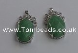 NGP6638 18*25mm faceted oval green aventurine gemstone pendants