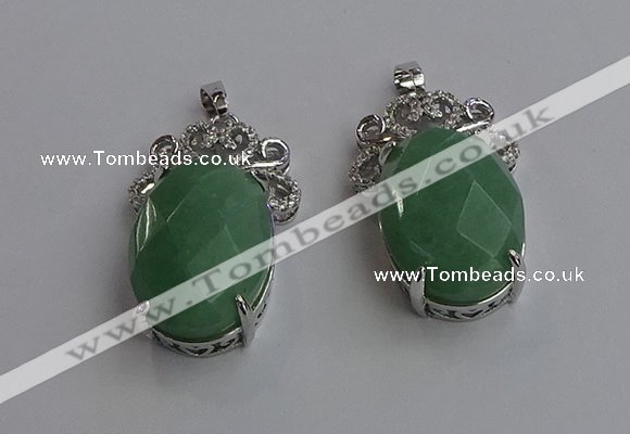 NGP6638 18*25mm faceted oval green aventurine gemstone pendants