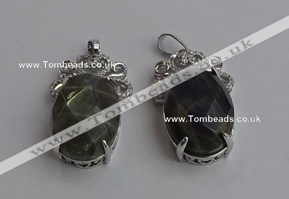 NGP6640 18*25mm faceted oval labradorite gemstone pendants