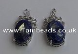 NGP6643 18*25mm faceted oval lapis lazuli gemstone pendants