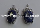 NGP6643 18*25mm faceted oval lapis lazuli gemstone pendants