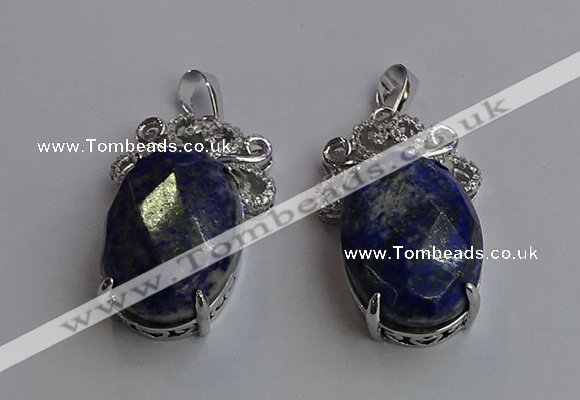 NGP6643 18*25mm faceted oval lapis lazuli gemstone pendants