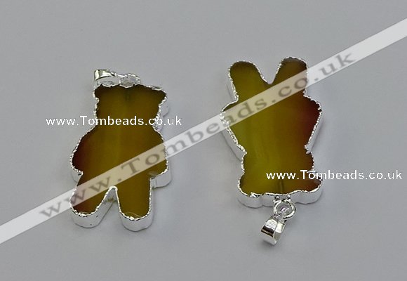 NGP6652 22*38mm Animal or V-shaped agate gemstone pendants