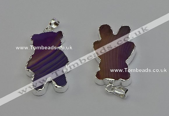 NGP6653 22*38mm Animal or V-shaped agate gemstone pendants