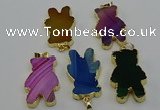 NGP6666 22*38mm Animal or V-shaped agate gemstone pendants