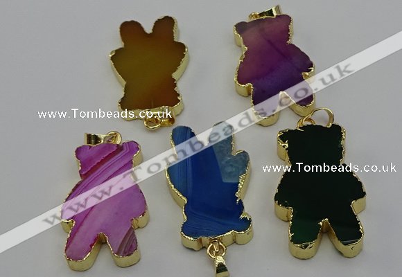 NGP6666 22*38mm Animal or V-shaped agate gemstone pendants