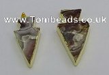 NGP6695 20*40mm - 25*45mm arrowhead agate gemstone pendants