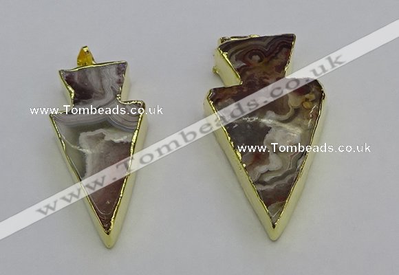 NGP6695 20*40mm - 25*45mm arrowhead agate gemstone pendants