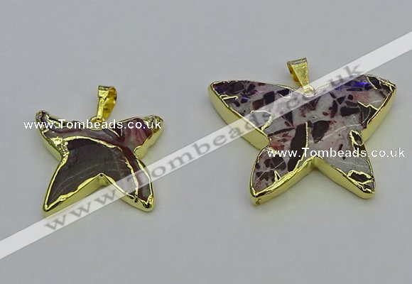 NGP6699 20*25mm - 30*40mm butterfly agate gemstone pendants