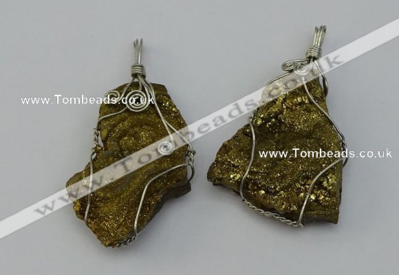 NGP6718 30*40mm - 40*55mm freeform plated druzy agate pendants