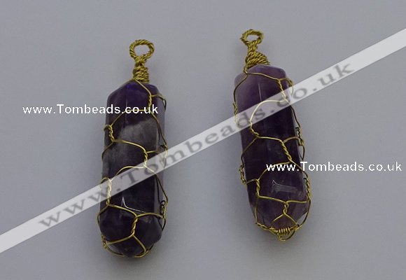 NGP6735 13*40mm sticks amethyst gemstone pendants wholesale