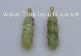 NGP6741 13*40mm sticks green rutilated quartz gemstone pendants