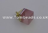 NGP6761 15*22mm cube rose quartz gemstone pendants wholesale