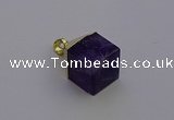 NGP6766 15*22mm cube amethyst gemstone pendants wholesale