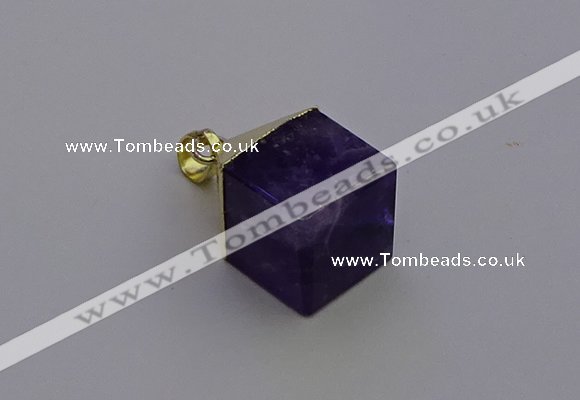 NGP6766 15*22mm cube amethyst gemstone pendants wholesale