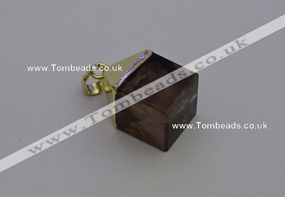 NGP6768 15*22mm cube smoky quartz pendants wholesale