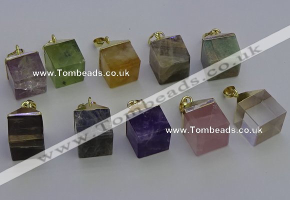 NGP6779 15*22mm cube mixed gemstone pendants wholesale