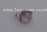 NGP6785 15*22mm cube light amethyst gemstone pendants wholesale