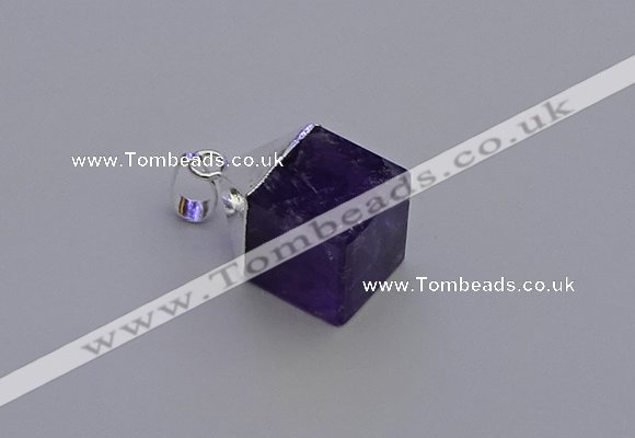 NGP6786 15*22mm cube amethyst gemstone pendants wholesale