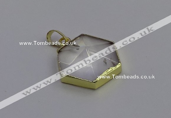 NGP6800 24*25mm hexagon white crystal gemstone pendants wholesale