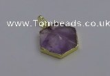 NGP6805 24*25mm hexagon light amethyst gemstone pendants wholesale