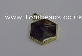 NGP6806 24*25mm hexagon amethyst gemstone pendants wholesale