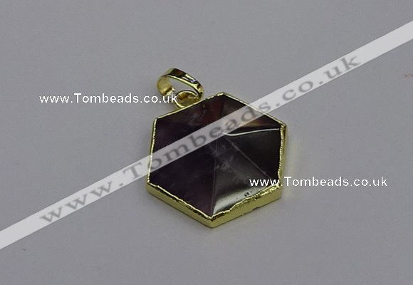 NGP6806 24*25mm hexagon amethyst gemstone pendants wholesale