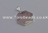 NGP6821 24*25mm hexagon rose quartz gemstone pendants wholesale