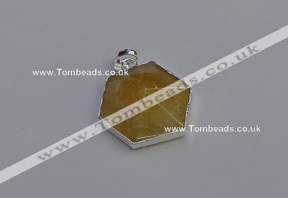 NGP6823 24*25mm hexagon citrine gemstone pendants wholesale