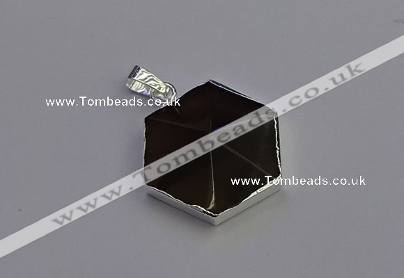 NGP6828 24*25mm hexagon smoky quartz pendants wholesale