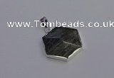 NGP6836 24*25mm hexagon labradorite gemstone pendants wholesale