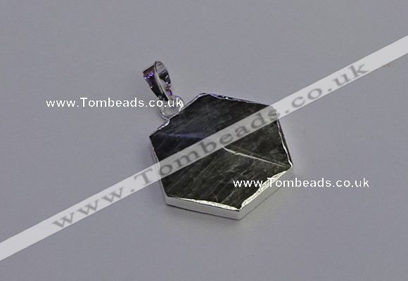 NGP6836 24*25mm hexagon labradorite gemstone pendants wholesale