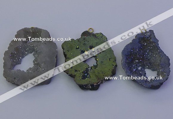 NGP6848 35*45mm - 40*50mm freeform plated druzy agate pendants