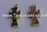 NGP6852 15*30mm - 18*35mm cross druzy agate pendants