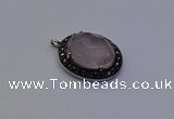NGP6859 20*25mm oval rose quartz pendants wholesle