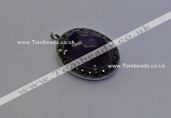 NGP6862 20*25mm oval amethyst gemstone pendants wholesle